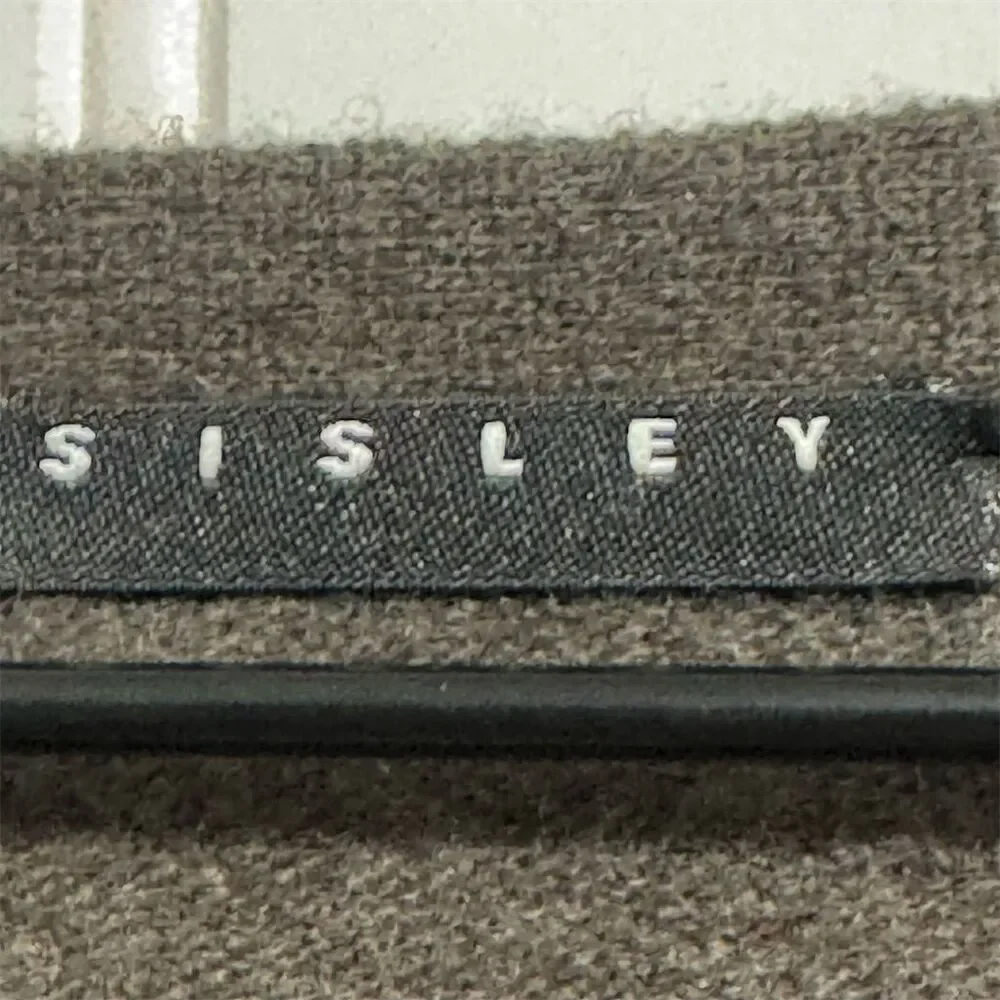 SISLEY 80% Wool Cardigan Sweater M‎ Dark Brown Contrast Stitching Elbow Patches
